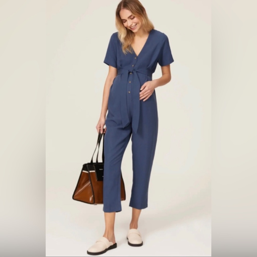 Hatch blue noelle maternity jumpsuit, size 3 (12 US)